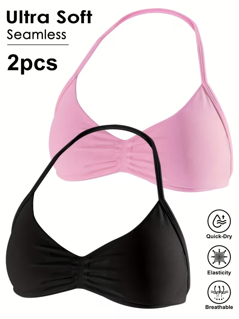 2피스 심리스 섹시 오픈 백 짐 요가 크롭탑 여성용 홀 - T Shirt Bra Seamless 리뷰 및 가격